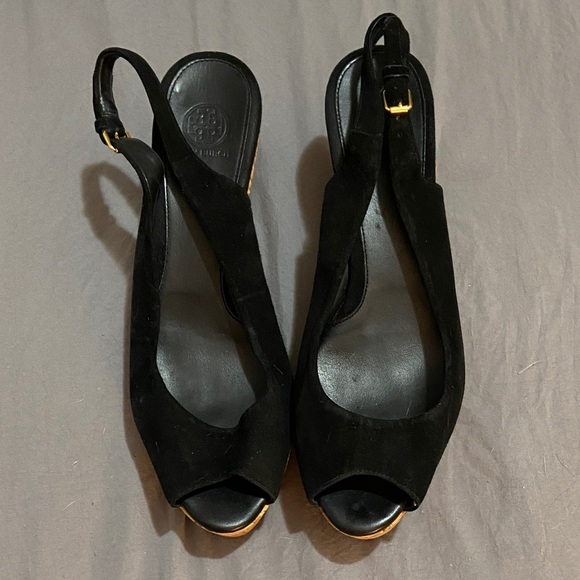Tory Burch sling back open toe wedges size 10 - Picture 3 of 6